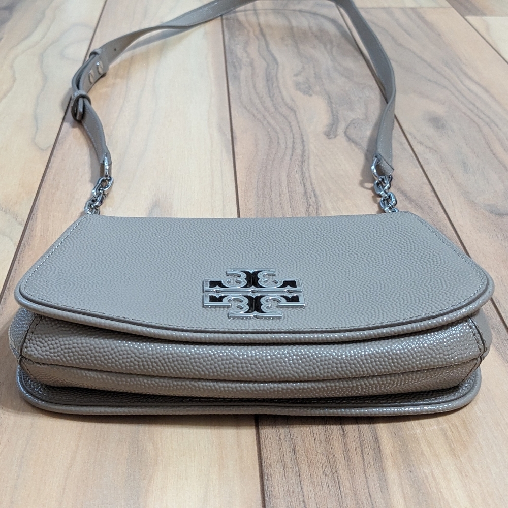 EUC! Tory Burch Britten Mini Crossbody Bag In Tan/Beige - Picture 7 of 16